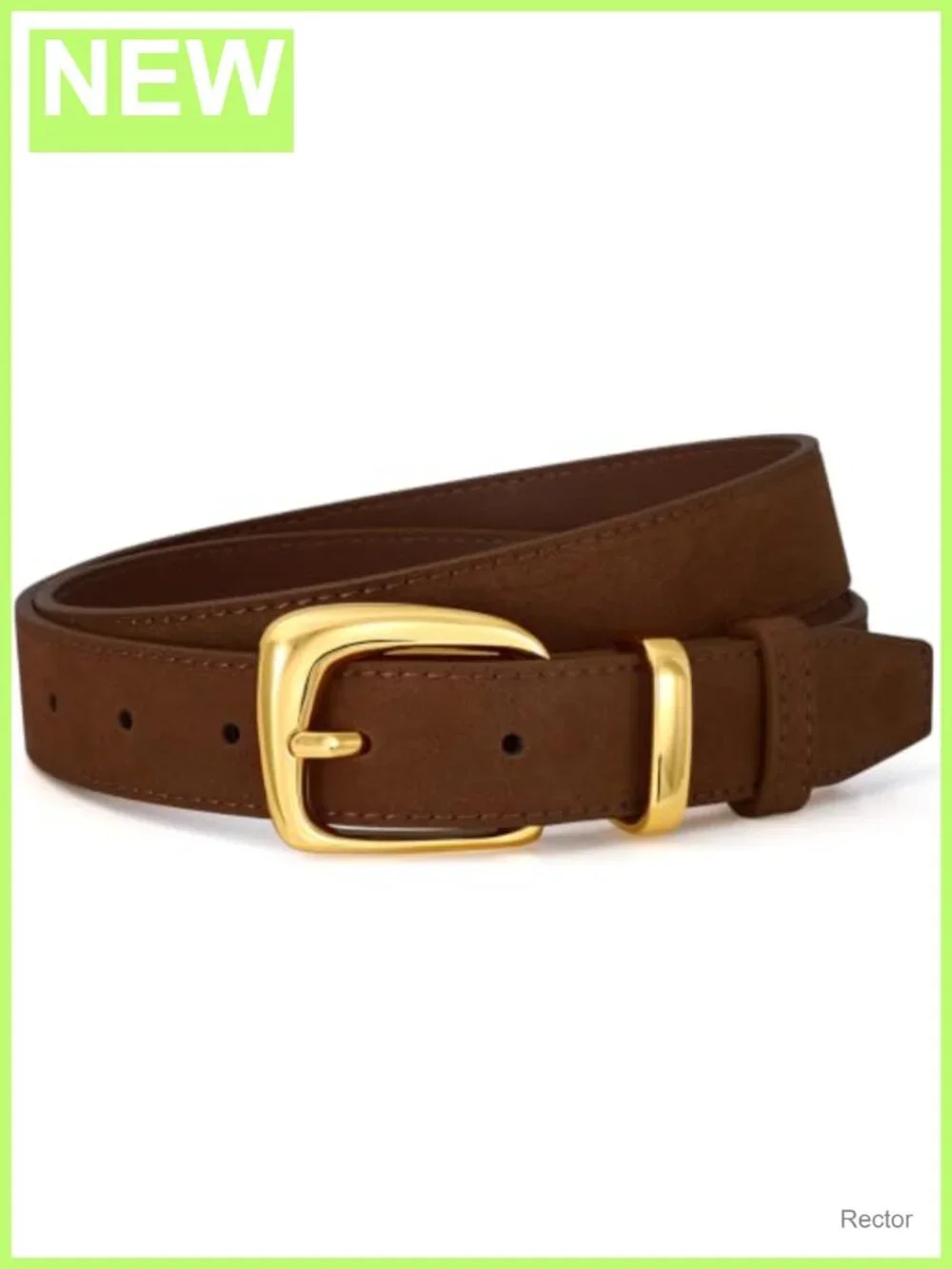 Women Suede Leather Belt Vintage Gold Buckle Retro Waist Belt Dresses Jeans